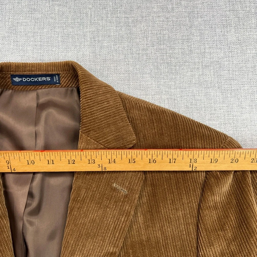 Dockers Corduroy Sport Coat Men 46R Brown Cotton Satin Lined Blazer Academia Ivy